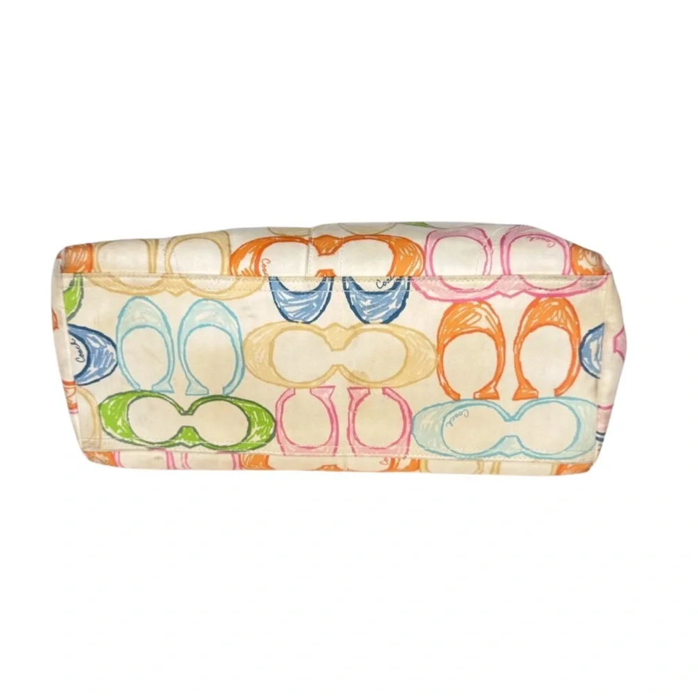 Coach Vintage 2006 Scribble Canvas Tote Multicolor Pink Straps Y2K Era